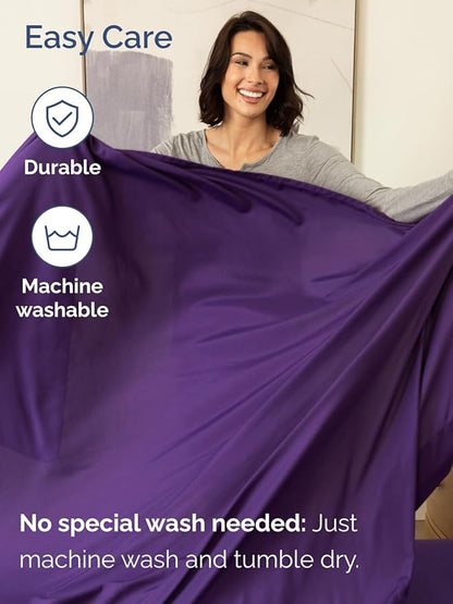 Extra Deep Pocket Cal King Sheets - 4 Piece Breathable & Cooling Bed Sheets - Hotel Luxury Bed Sheet Set - Soft, Wrinkle Free & Comfy - Easily Fits Extra Deep Mattresses - Deep Pocket Purple Sheets