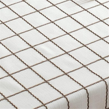 Simple Bedside Table Tassel Cover Cloth, Tablecloth Cover Towel, Suitable for Bedside Table TV Microwave Washing Machine Refrigerator Dust Cover (White Bars, 15.7 * 35.4 inches)