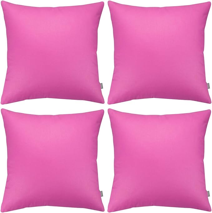 Thmyo 4-Pack 100% Cotton Comfortable Solid Decorative Throw Pillow Case, Square Cushion Cover Pillowcase Sublimation Blank Pillow Covers DIY Throw Pillowcase for Couch(16x16 inch/ 40x40cm,Rose red)