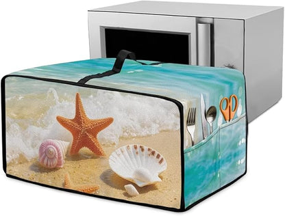 Air Fryer Toaster Oven Dust Cover Countertop Microwave Dust Cover Protector, Compatible with Convection Oven, L, 18.5 x 22.5 x 13 Inches, Beach Starfish Sea Shell