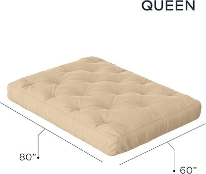 Royal Sleep Products by The Futon Factory 6 inch Memory Foam Futon Mattress - Solid Khaki Cover - Queen Size - CertiPUR Certified Foams - Made in USA - (Frame not Included)