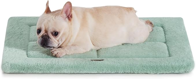 MADE 4 PETS Dog Crate Pad Bed for Medium Dogs, Washable & Reversible, Anti-Slip Kennel Mat for Cozy Sleeping, Soft Fluffy Dog Bed for Indoor & Outdoor Use, 29"x21", Green