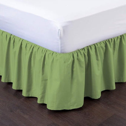 Bed Skirt - Ruffled Bed Skirt (Full XL, Sage) 12 Inch Drop Dust Ruffle with Platform, 100% Cotton 800 Thread Count Fabric - Dust Ruffle Bedskirt for Easy Fitting and Easy Care