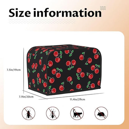 Red Black Cherry 2 Slice Toaster Cover, Waterproof Toaster Dust Cover Bread Maker Protective For Small Kitchen Appliance Dining Room Home Table Decor Gifts