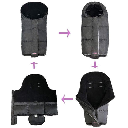 German Designed Winter Tour Waterproof Stroller Footmuff,Width Adjustable Design Fits Baby Grows Stroller Bunting Bag Toddler 6-36M,Black