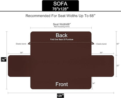 U-NICE HOME Reversible Sofa Cover Couch Cover for Dogs with Elastic Straps Water Resistant Furniture Protector for Pets Couch Cover for 3 Cushion Couch (Sofa, Black/Black)