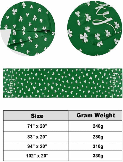 St Patrick's Day Lucky Leaves Bed Runners for Bedroom Hotel,Decorative Bedding Scarf White Shamrock on Green Bed End Blanket Bedding Runner Scarves for Queen Size Bed,94x20in