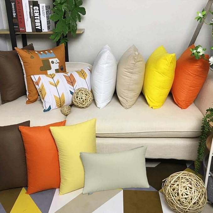 Thmyo 4-Pack 100% Cotton Christmas/Halloween Lumbar Comfortable Solid Decorative Throw Pillow Case Rectangle Cushion Cover Pillowcase Blank Pillow Covers DIY Throw Pillowcase(12x20inch/30x50cm,Beige)
