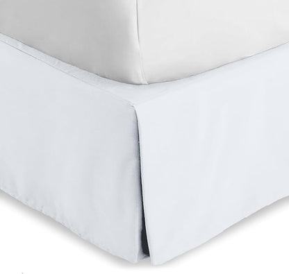 Bare Home King Bed Skirt - 15-Inch Tailored Drop Easy Fit - Bed Skirt for Beds - Center & Corner Pleats (King, White)