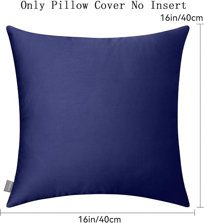 Thmyo 4-Pack 100% Cotton Comfortable Solid Decorative Throw Pillow Case, Square Cushion Cover Pillowcase Sublimation Blank Pillow Covers DIY Throw Pillowcase for Couch(16x16inch/40x40cm,Dark Blue)