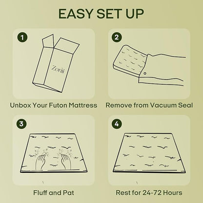 ZonLi Japanese Floor Futon Mattress Twin Size 75"x 39", 100% Cotton Cover 2.5'' Thicken Tatami Mattress, Foldable Sleeping Pad, Portable Dormitory Tatami Mat, Roll Up Floor Lounger Bed for Adult