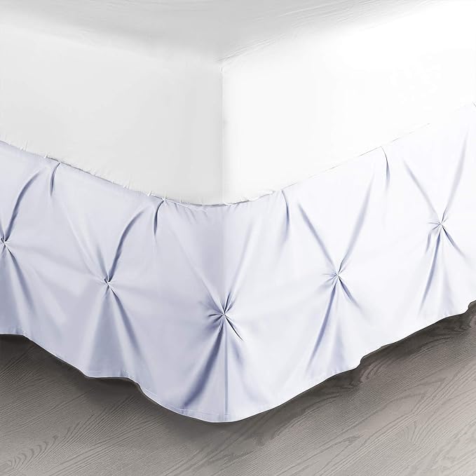 Nestl Ice Blue Bed Skirt King Size, Pinch Pleat King Bed Skirt, 14" Inch Drop King Bedskirt, Hotel Quality Ice Blue Bed Skirts, Premium Microfiber Bedskirt for King Bed, Ice Blue King Size Bed Skirt