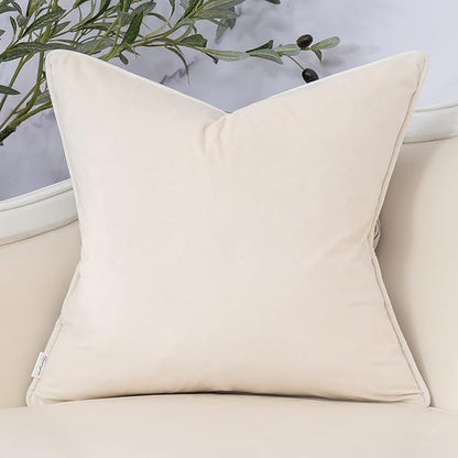 Yangest Beige Striped Throw Pillow Cover Multicolor Velvet Cushion Cover Modern Bohemian Pillowcase for Sofa Couch Bedroom Living Room Home Christmas Decoration,18x18 Inch