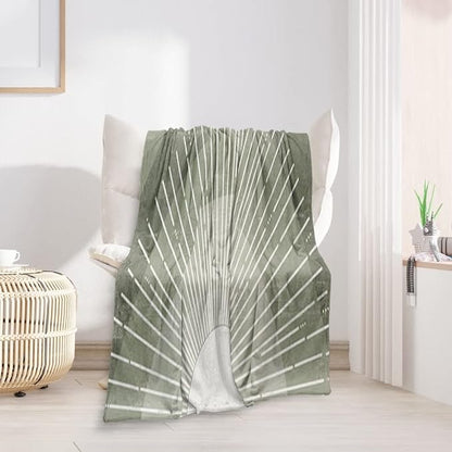 Boho Moss Green Sunrise Mid Century Throws Blankets Modern Abstract Decorative Blankets Boho Minimalist Geometric Aesthetic Soft Warm Bed Bedding Blankets for Couch Bedroom Office 70"x80"