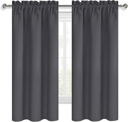 DWCN Blackout Curtains for Bedroom 72 Inch Length 2 Panels Set, Solid Thermal Insulated Energy Saving Rod Pocket Window Treatment Curtains Blackout Drapes (W38 x L72 Inch, Dark Grey)