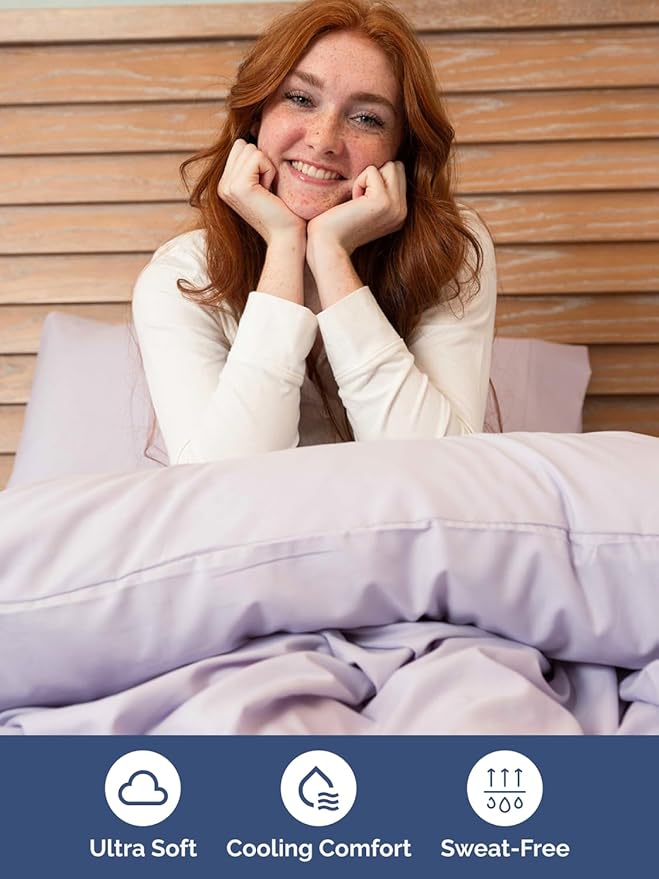 Extra Deep Pocket Full Sheets - 4 Piece Breathable & Cooling Bed Sheets - Hotel Luxury Sheet Set - Soft, Wrinkle Free & Comfy - Easily Fits Extra Deep Mattresses - Deep Pocket Light Lavender Sheets