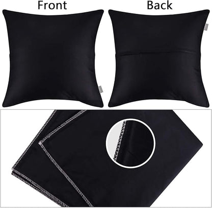 Thmyo 4-Pack 100% Cotton Comfortable Solid Decorative Throw Pillow Case Square Cushion Cover Pillowcase Sublimation Blank Pillow Covers Christmas DIY Throw Pillowcase for Sofa(24x24inch/60x60cm,Black)
