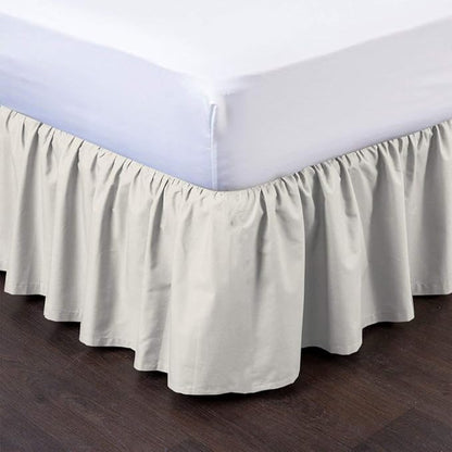 Ruffled Bed Skirt (Twin XL, Ivory) 18 Inch Drop Dust Ruffle with Platform, 100% Cotton 600 Thread Count Fabric, Gathered Styling, Available in All Bed Sizes and 23 Colors - Bedskirt
