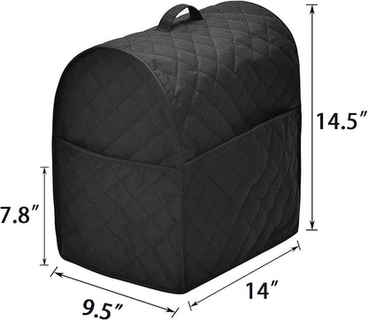 Stand Mixer Dust Cover with 3 Pockets Compatible with KitchenAid Tilt Head, Easy Cleaning，Can Ironable (Black, Fits for 4.5-Quart and All 5-Quart)