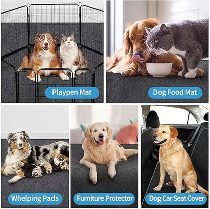 Dog Playpen Mat Pads, Puppy Pads for Dogs Training, Whelping, Housebreaking, Incontinence, Kennel, Reusable, Absorbent, Waterproof, Non-Slip, Washable, 34" x 52", Black