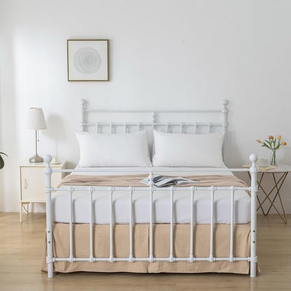 Bed Skirt Full Size, Pleated Waffle Weave Bed Skirt with Split Corners, Full Bed Skirt 18 Inch Drop (Light Camel, Full - 18" Drop)