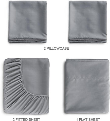 SPRINGSPIRIT RV Queen Sheets, Super Soft RV Short Queen Sheets for RV Camper, 4 Piece Bed Sheets Set Deep Pockets, Extra Soft and Breathable Bedding Sheets, Grey