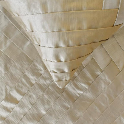 The HomeCentric King/Queen/Twin Ivory Designer CA King 86"x18" Bed Runner with Pillow Cover, Pintucks, Textured & Satin Bed Scarf on Satin Fabric - Glazed Satin