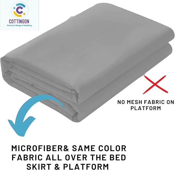 Cottingon Ruffled Bed Skirt with Split Corners-Dust Ruffle - 21" Drop 100% Microfiber Soft,Sheen & Luxurious Look - Bed Skirts (Light Grey -Full)