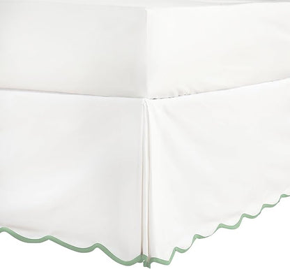 HIG Off-White Chic Twin XL Bed Skirt - Easy Fit Scallop Edge Pleated Bedskirts, 14 Inch Drop Anti-Slip Dust Ruffle, Thick Fabric for Enhanced Privacy, Pre-Washed for Long-Lasting Use(N60022)