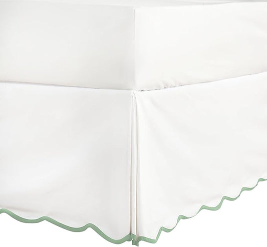 HIG Off-White Chic Twin XL Bed Skirt - Easy Fit Scallop Edge Pleated Bedskirts, 14 Inch Drop Anti-Slip Dust Ruffle, Thick Fabric for Enhanced Privacy, Pre-Washed for Long-Lasting Use(N60022)