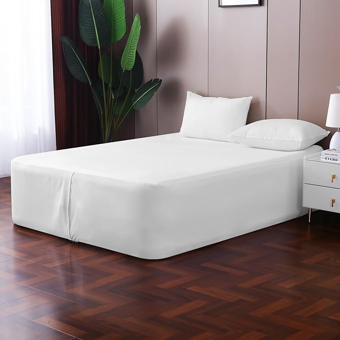 Twin Fitted Sheet for Air Mattress,with 24 Inch Extra Deep Pockets,Ultra Soft Durable Breathable Bed Sheets Cover for Inflatable Air Bed,with Pump Opening,Inflate at Any Time-White