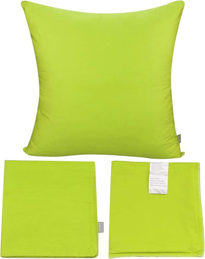Thmyo 4-Pack 100% Cotton Comfortable Solid Decorative Throw Pillow Case, Square Cushion Cover Pillowcase Sublimation Blank Pillow Covers DIY Throw Pillowcase for Sofa(20x20 inch/ 50x50cm,Light Green)