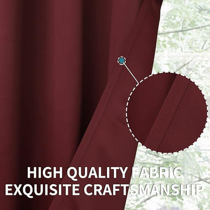 BGment Burgundy Cafe Curtains for Christmas Decor - Small Half Drapes with Rod Pocket Thermal Insulated Privacy for Bathroom Kitchen Windows Over Sink, 29 x 24 Inch, 2 Panels