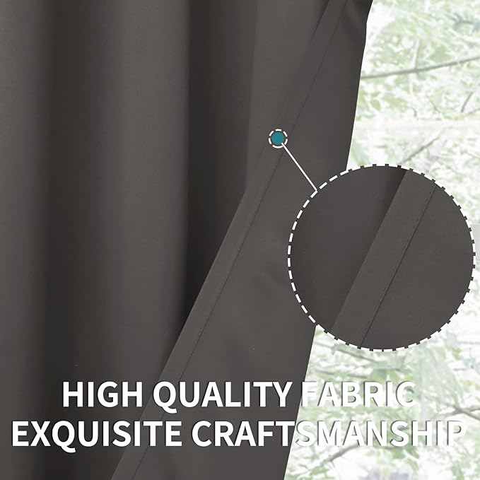 BGment Blackout Curtains for Bedroom 63 Inches Length - Rod Pocket Thermal Insulated 52 Inches Width Room Darkening Window Curtain for Living Room, 52 x 63 Inch, 2 Panels, Grey