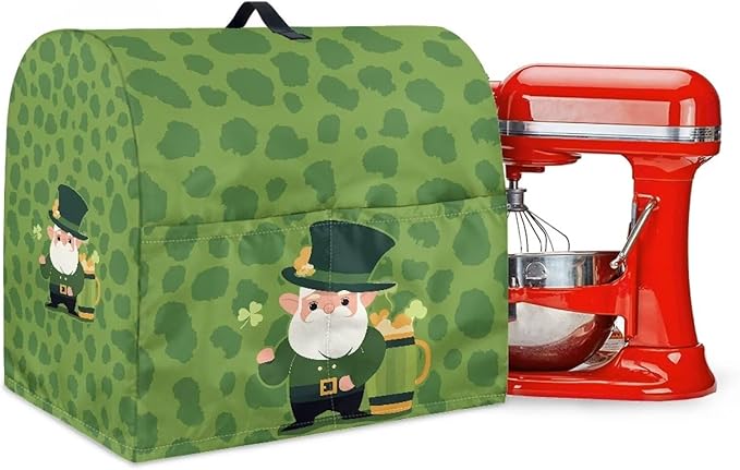 St. Patrick's Day Stand Mixer Covers Kitchen Appliance Dust Covers Protective Compatible with 6-8 Quart Kitchen Aid Stand Mixer Cartoon Gnome Mixer Cover