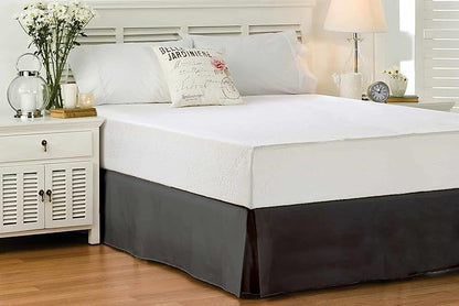 Queen Size Bed Skirt 600 TC Egyptian Cotton 21 Inch Drop Easy Fit - Bed Skirt for Queen 60x80 Inch Beds - Center & Corner Pleats, Dark Gray