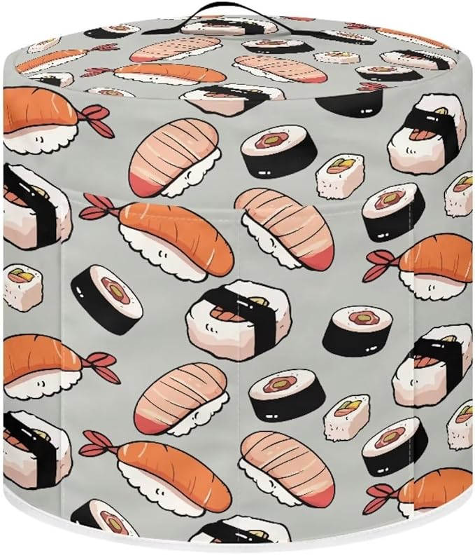 Dust Cover for 6 qt Air Fryer & Pressure Cooker Kitchen Appliance Accessories, Portable Pressure Cooker Air Fryer Rice Cooker Dust Cover Grey Sushi Print Small Appliance Covers