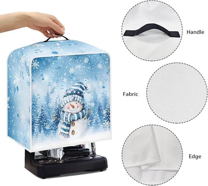 Cute Snowman Coffee Maker Cover Christmas Dustproof Coffee Machine Protection with Handles