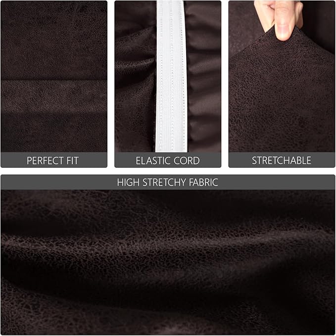 molasofa Leather Like Stretch Futon Slipcover Armless Futon Bed Sofa Cover Furniture Protector with Elastic Bottom, Soft and Washable Futon Cover for Sofa Bed Stay in Place（X Larger，Chocolate）