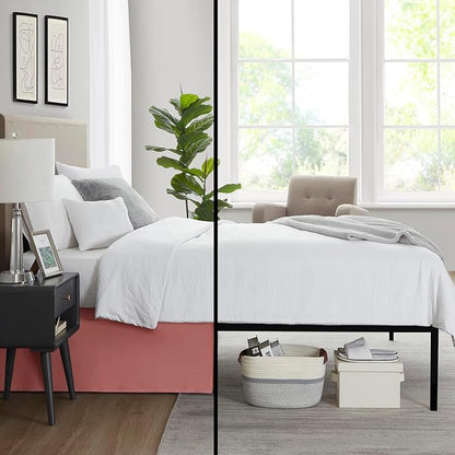 Nestl Pink Clay Full XL Bed Skirt - Full XL Size Bed Skirt 14 Inch Drop - Brushed Microfiber Bed Skirts - Hotel Quality Pleated Bed Skirt - Shrinkage & Fade Resistant