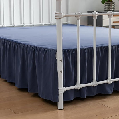 Bed Skirt King Size Ruffled Bed Skirts with Split Corners,14 Inch Drop Dust Ruffle Bed Skirt with Platform, Blue