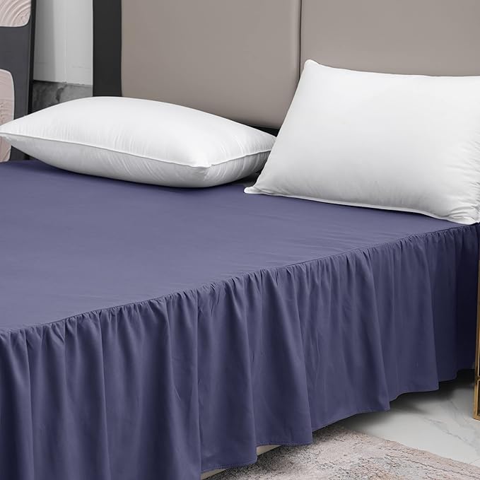 TSUTOMI Navy Blue Bed Skirt King Size Ruffled Bed Skirt with Split Corners, King Bed Skirt 18 Inch Drop, King Size Bed Skirt Navy Blue for Ruffled Bed Skirt with Split Corners, Bed Skirt King Size