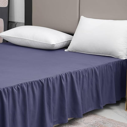 Navy Blue Bed Skirt King Size Ruffled Bed Skirt with Split Corners, King Bed Skirt 14 Inch Drop, King Size Bed Skirt Grey for Ruffled Bed Skirt with Split Corners, Bed Skirt King Size