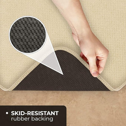 House, Home and More Skid-Resistant Carpet Indoor Area Rug Floor Mat - Ivory Cream - 3 Ft X 3 Ft - Non Slip Rubber Backing, Stain Resistant, Dog Friendly, Living Room Bedroom Kitchen Entryway