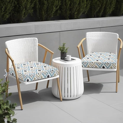 idee-home Outdoor Chair Cushions Set of 2, Thick 19" x 19" x 3" Outdoor Seat Cushions Patio Furniture Waterproof with Ties, Dining Pads