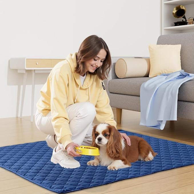 Smiry Waterproof Dog Bed Cover Blanket, Soft Reversible Pet Blanket, Washable Leakproof Cats Dogs Couch Cover for Sofa, Couch, Furniture, Plaid (40x50 Inch, Navy/Blue)