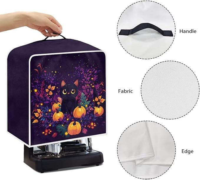 Halloween Coffee Maker Cover Black Cat Coffee Machine Protector Dustproof Waterproof Appliance Covers