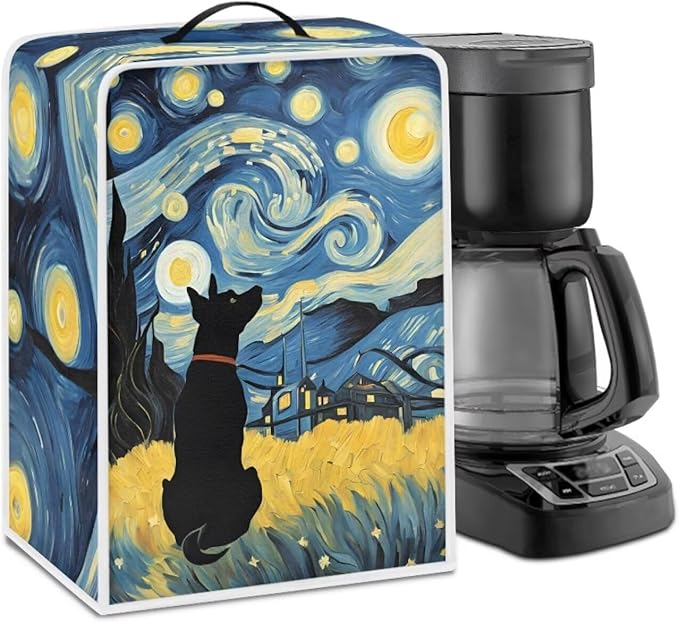 Coffee Maker Covers With Top Handle Folding Coffee Machine Dust Covers For Blender Mixer Juice Machine Keep Office Home Kitchen Clean Starry Night Dog Pattern