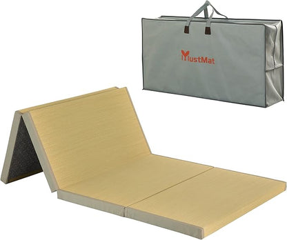 MustMat Thick Tatami Mat Twin XL Floor Mattress Japanese Tatami Bed with Storage Bag 39 x 80 x 2 in (Gray)