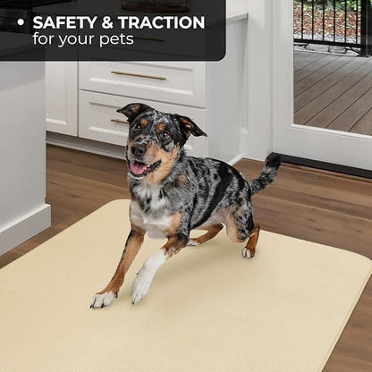 House, Home and More Skid-Resistant Carpet Indoor Area Rug Floor Mat - Ivory Cream - 3 Ft X 5 Ft - Non Slip Rubber Backing, Stain Resistant, Dog Friendly, Living Room Bedroom Kitchen Entryway